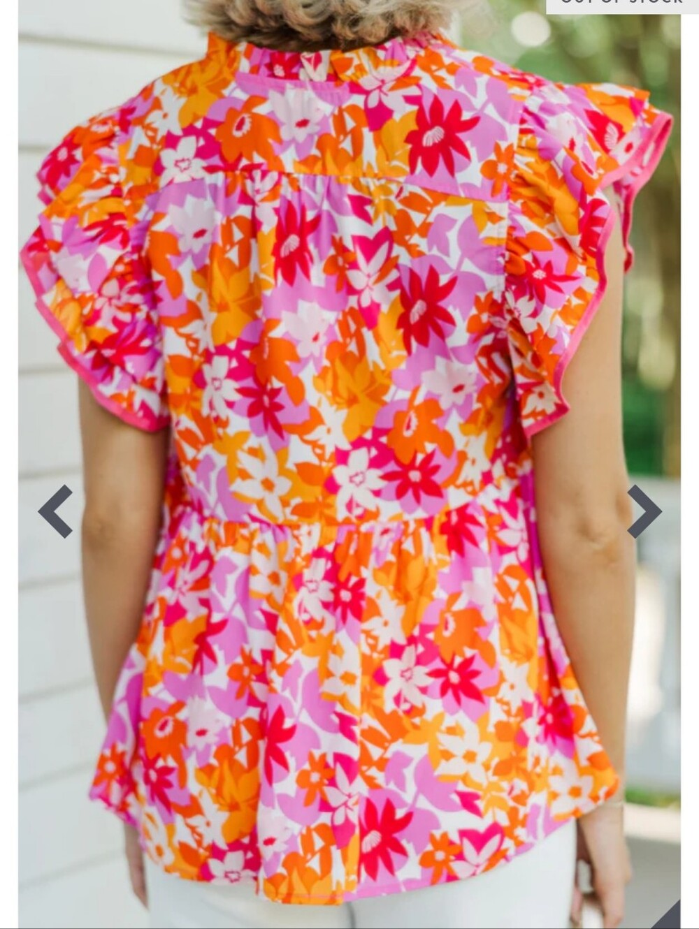 Umgee It's All For Fun Pink Floral Babydoll Blouse Sz XL Ruffle Sleeve - Picture 5 of 12